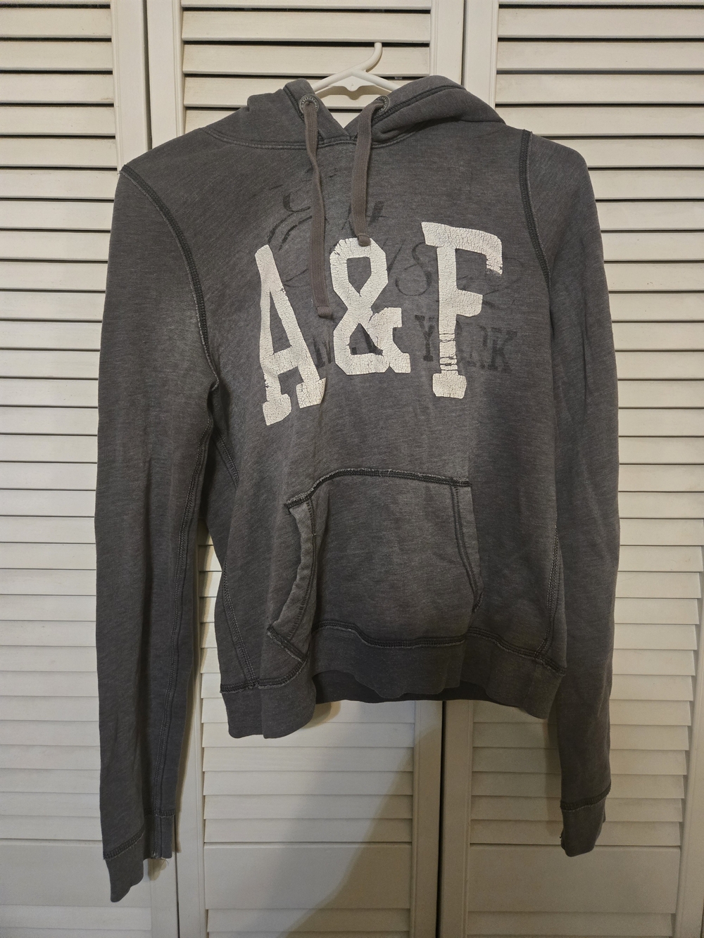 Abercrombie & Fitch Vintage Y2K Grey Faded Hoodie Sweatshirt Large
